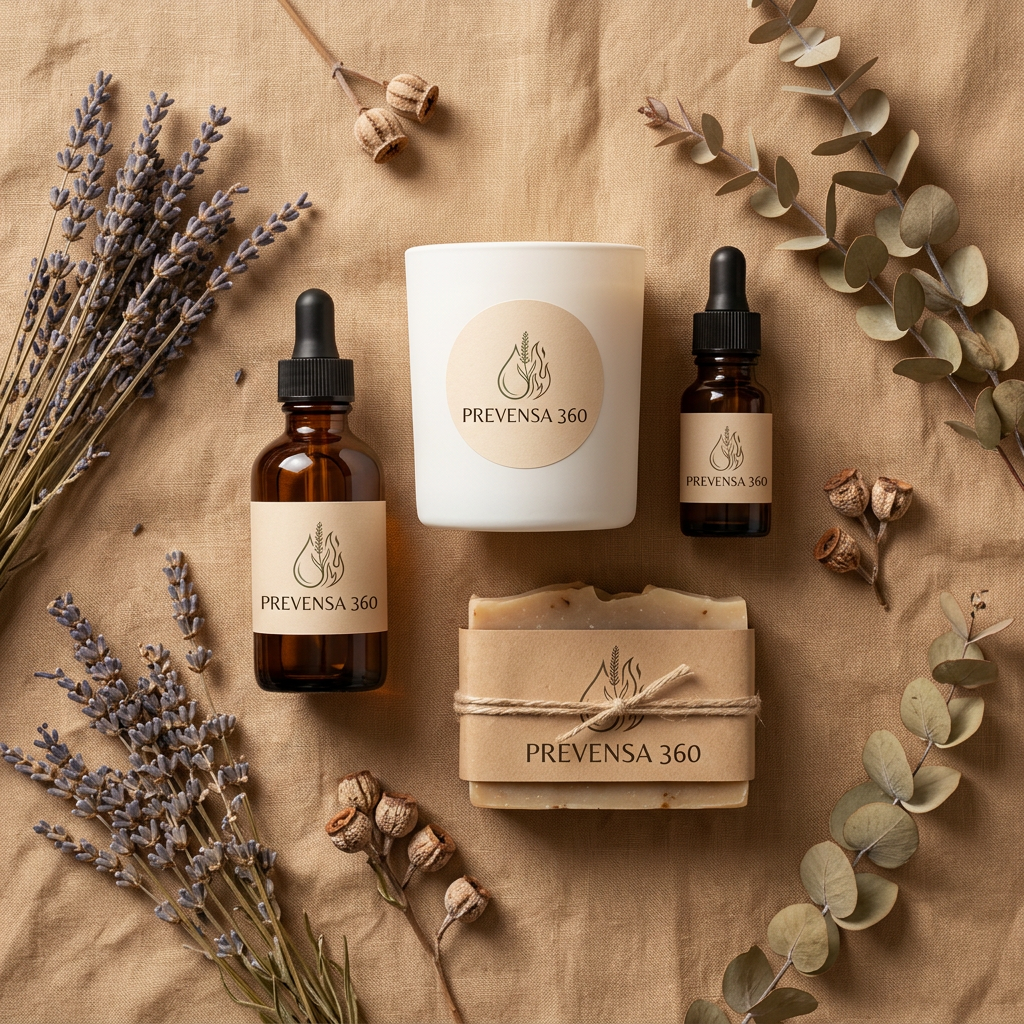 Kit de productos wellness premium en lino
